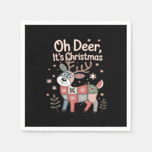Serviette En Papier Oh Cerf C'est Noël Petits Carrés Patchwork