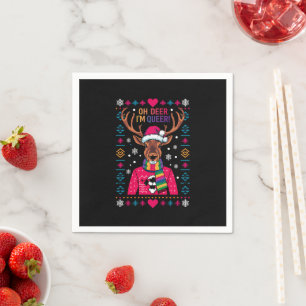 Serviette En Papier Oh cerf je suis queer LGBT LGBTQ Fierté gay Noël l