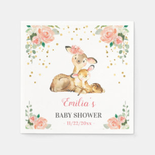 Serviette En Papier Oh Cerf Maman Bébé Floral Fille Douche Sprinkle