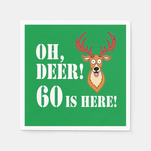 Serviette En Papier Oh Deer 60th Birthday Napkins (Devant)