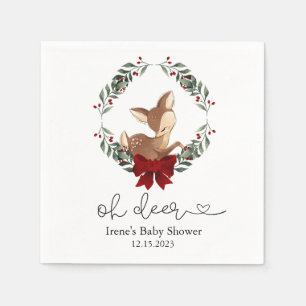 Serviette En Papier Oh Deer Baby shower de verdure hivernale