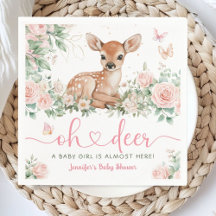 Oh Deer Baby shower Girl Papier rose Napkin