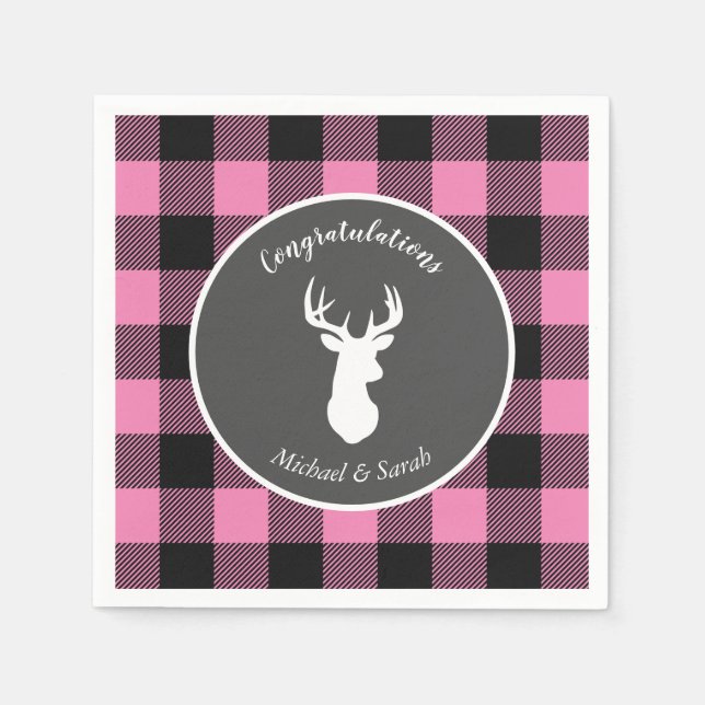 Serviette En Papier Oh Deer Baby shower rose (Devant)