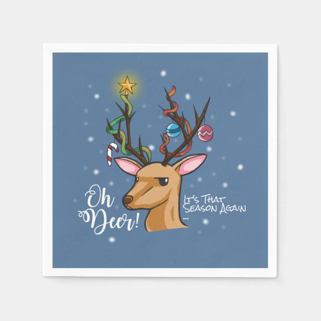 Serviette En Papier Oh Deer | Funny Woodland Christmas Character (Devant)
