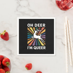 Serviette En Papier Oh Deer Je suis Queer Rainbow LGBT Pride Gay Lesbi
