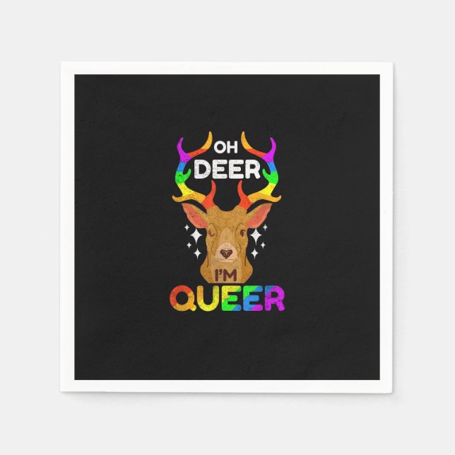 Serviette En Papier Oh Deer Queer Funny LGBTQ Pride Awareness  (Devant)