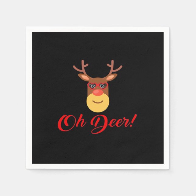 Serviette En Papier Oh Deer Rétro Classique   (Devant)