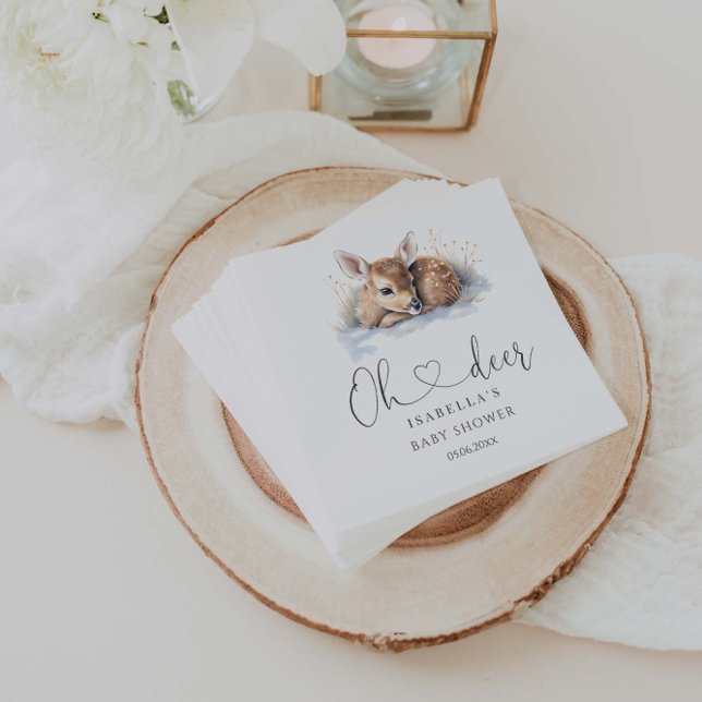 Serviette En Papier Oh Deer Winter Woodland Baby shower (Créateur téléchargé)