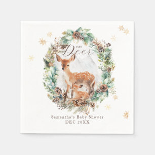 Serviette En Papier Oh Deer Winter Woodland Baby shower de neige
