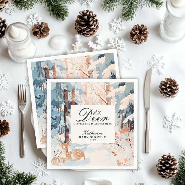 Serviette En Papier Oh Deer Winter Woodland Snowland Forest baby showe (Créateur téléchargé)