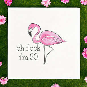 Serviette En Papier Oh Flock j'ai 50 ans Anniversaire Flamingo Rose