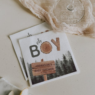Serviette En Papier Oh garçon - Aquarelle Baby shower de bois serviet