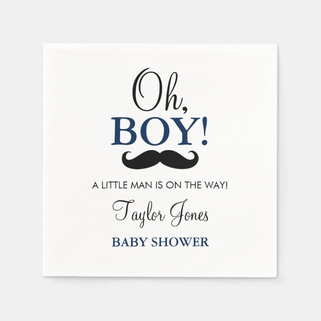 Serviette En Papier Oh garçon Baby shower moustache serviettes (Devant)