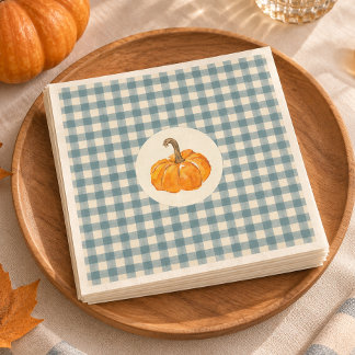 Serviette En Papier Oh garcon citrouille gingham vintage baby shower