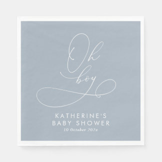 Serviette En Papier Oh garçon Dusty Baby shower bleu