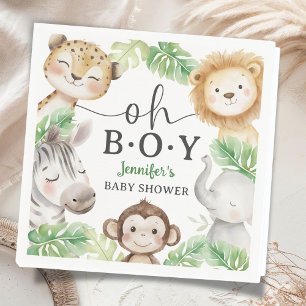 Serviette En Papier Oh Garçon Jungle Baby Shower Safari Animaux Papier