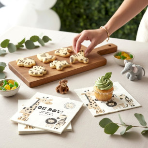 Serviette En Papier Oh Garçon Safari Jungle Animaux Baby Shower
