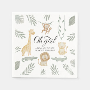 Serviette En Papier Oh Girl Fête Animaux Safari Jungle Baby Shower Ver