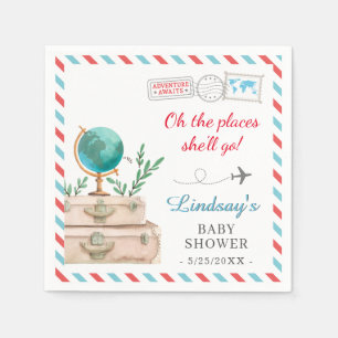 Serviette En Papier Oh les endroits où elle ira Aventure Fille Baby Sh