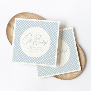 Serviette En Papier Oh mon bébé bleu en vichy baby shower