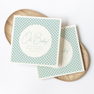 Serviette En Papier Oh mon bébé mignon en vichy baby shower turquoise