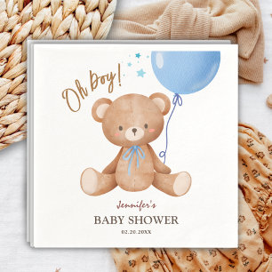 Serviette En Papier Oh mon garçon   Baby shower Bleu Ours Teddy