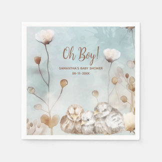 Serviette En Papier Oh mon garçon ! baby shower d'aquarelle bleu