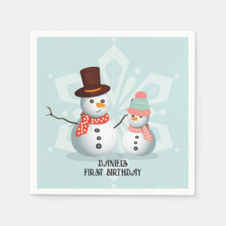 Serviette En Papier Oh Quel Plaisir Bonhomme de Neige Anniversaire