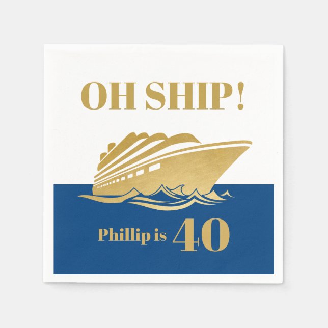Serviette En Papier Oh Ship Yacht Bateau Croisière Anniversaire (Devant)