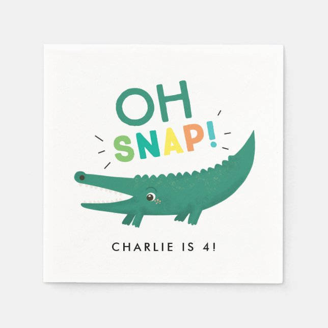 Serviette En Papier Oh Snap Alligator Crocodile Anniversaire serviette (Devant)