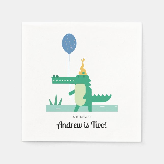 Serviette En Papier Oh Snap mignon Alligator Anniversaire de enfant Pa (Devant)