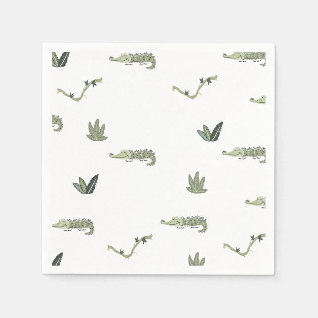 Serviette En Papier Oh Snap Swamp Crocodile Birthday Party (Devant)