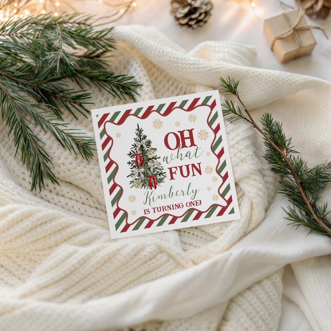 Serviette En Papier Oh What Fun First Birthday Napkin (Créateur téléchargé)