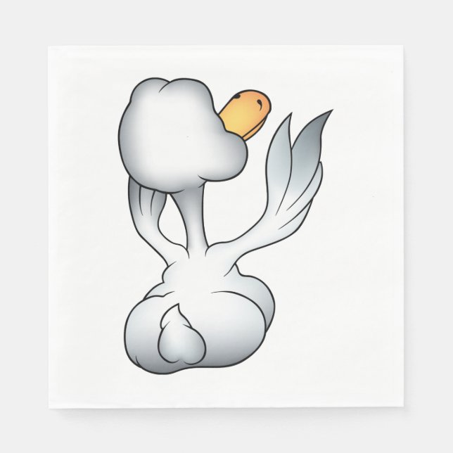 Serviette En Papier Oie Blanche Par Derrière Oiseau Ridicule (Devant)