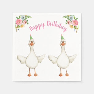 Serviette En Papier Oie d'animaux de ferme Anniversaire Barnyard Pink
