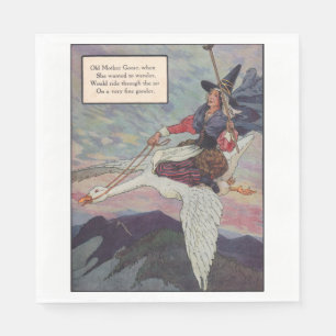 Serviette En Papier oie de mère des années 1920 montant son oie géa