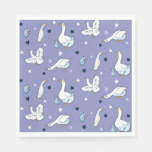 Serviette En Papier Oie des Mères Bleues et Blancs et Oie des Bébés