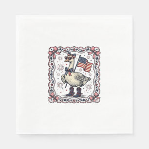 Serviette En Papier Oie patriotique gravure vintage