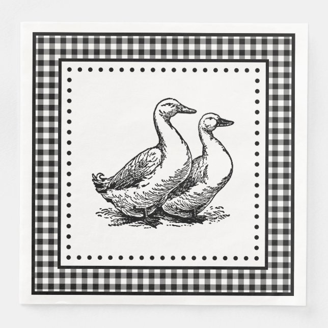 Serviette En Papier Oies Gingham (Devant)