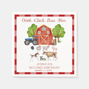 Serviette En Papier Oink Baa Quack Moo Cute Farm Animals Birthday