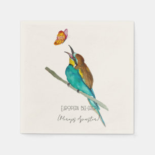 Serviette En Papier Oiseau aquarelle (guêpier d'Europe)
