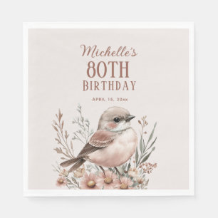 Serviette En Papier Oiseau Brown 80e anniversaire