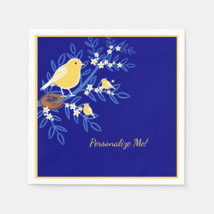 Serviette En Papier Oiseau canarien jaune sur branche d'arbre Personna