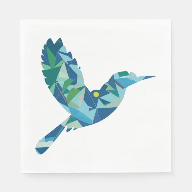 Serviette En Papier Oiseau de couleur géométrique (Devant)