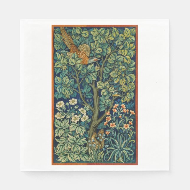 Serviette En Papier Oiseau de faisan dans un arbre (par William Morris (Devant)