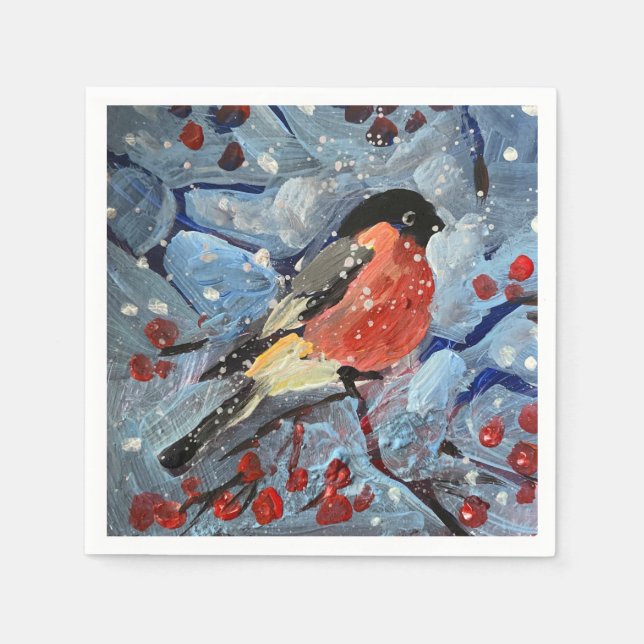 Serviette En Papier Oiseau de Noël (Devant)