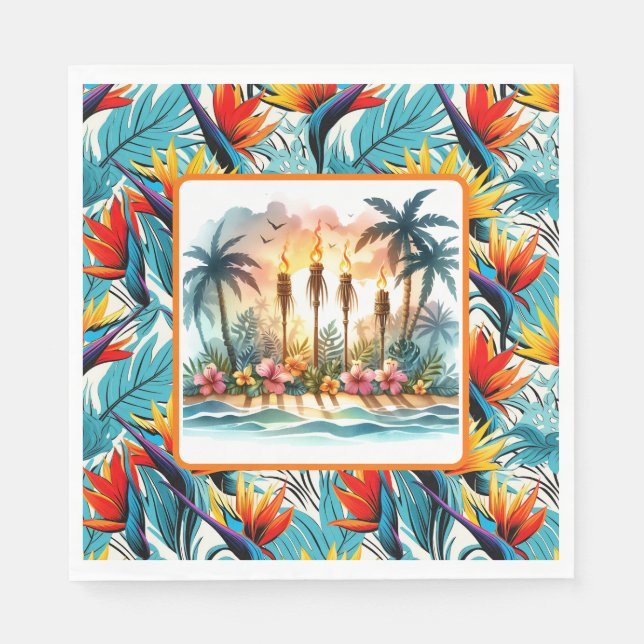 Serviette En Papier Oiseau de Paradis Luau  (Devant)