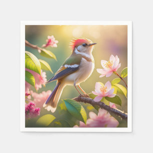Serviette En Papier Oiseau de Paruline Imaginaire à tête rouge