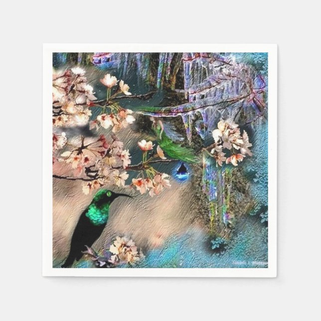 Serviette En Papier Oiseau d'Equinox et de Fée (Devant)