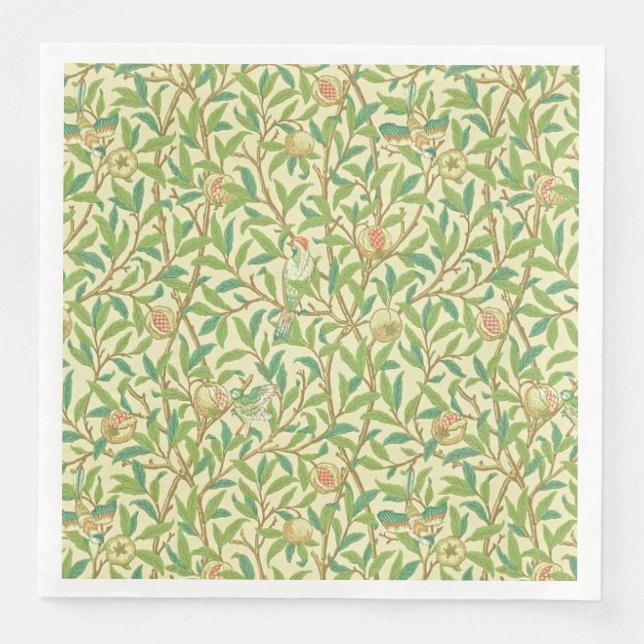 Serviette En Papier Oiseau et grenade (Devant)